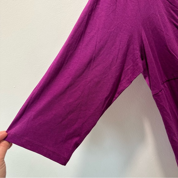Macys Charter Club Women’s Purple V-Neck 3/4 Sleeve Tunic Modal Blend Size 3X - Picture 3 of 8